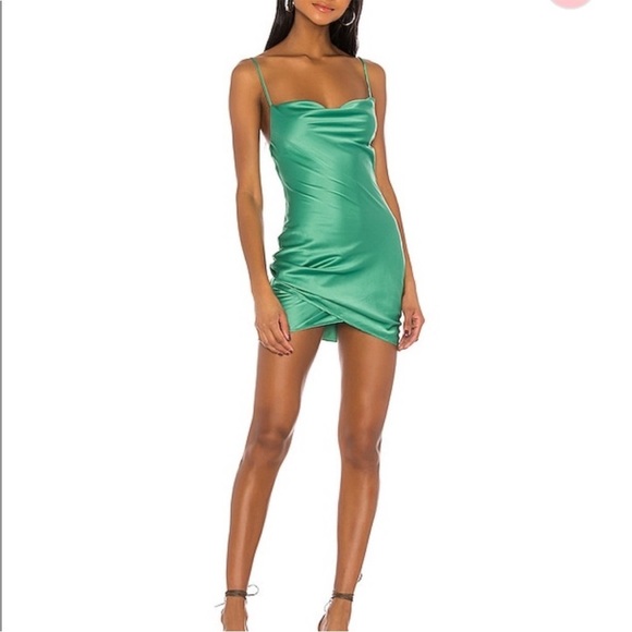 Revolve Majorelle Laurena Mini Dress in Green Satin Size Medium Homecoming